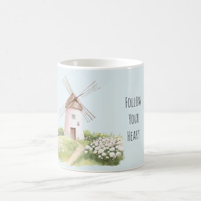 Söt Liten Får Rosa Blommig Rosor Kaffemugg (Center)