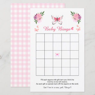 Söt liten fjäril Baby Shower Bingo spel