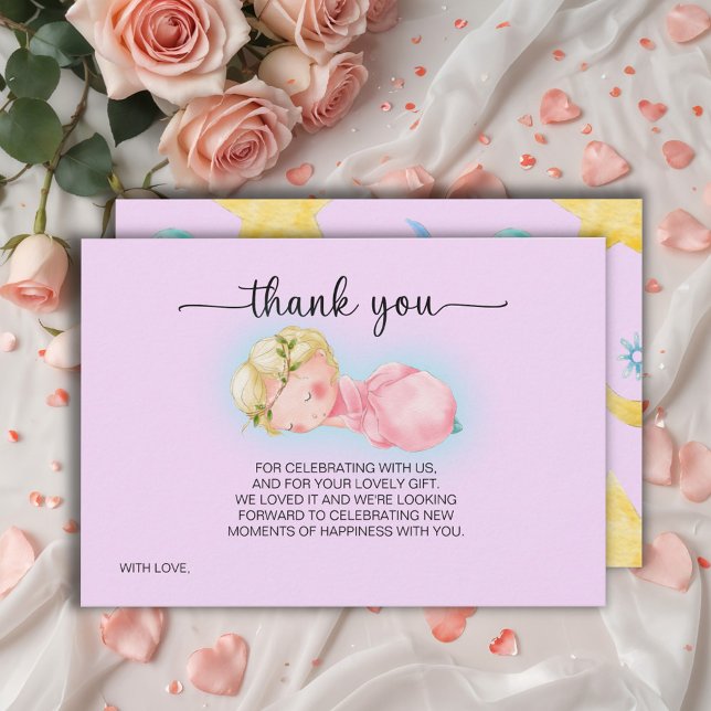 Söt liten flicka Baby Shower Tacksamhetskort Inbjudningar (Skapare uppladdad)