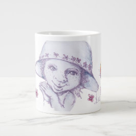 Söt liten flicka beundrar fjärilar jumbo mugg
