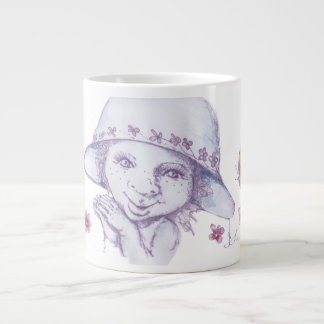 Söt liten flicka beundrar fjärilar jumbo mugg