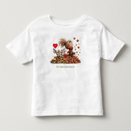 Söt liten flicka, hjortkalv, höstlöv t shirt