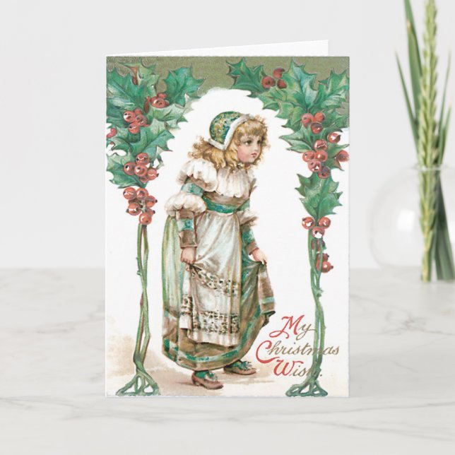 Söt liten flicka Holly Helgkort (Framsida)