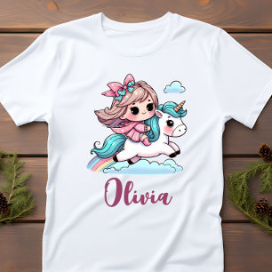 Söt liten flicka på enhörning t shirt
