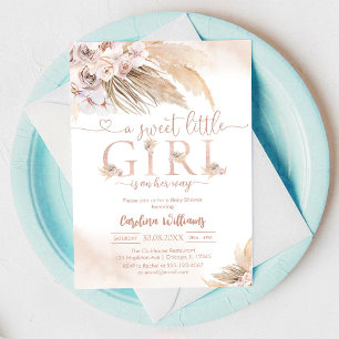 Söt liten flicka Pampas Bebis Baby Shower Inbjudan