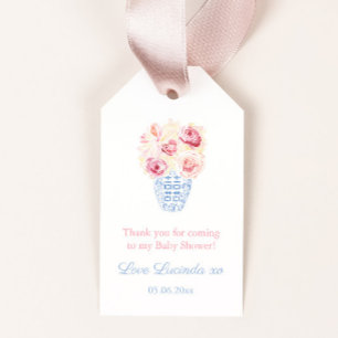 Söt Liten Flicka Rosa Rosor Baby Shower Presentkor Presentetikett