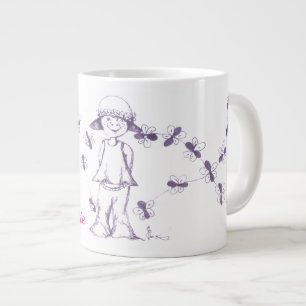 Söt liten flicka som ritar med bin jumbo mugg