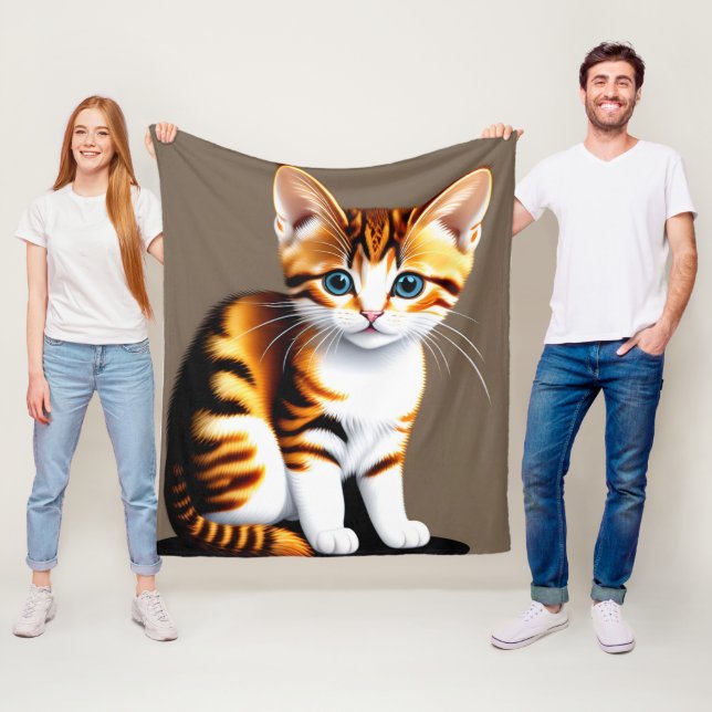 Söt Liten Fluffig Kattunge, Katt Fleecefilt (På plats)