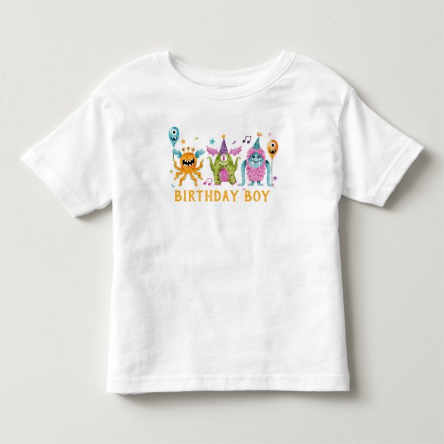 Söt Liten Födelsedagsmonsterpojke T Shirt (Framsida)