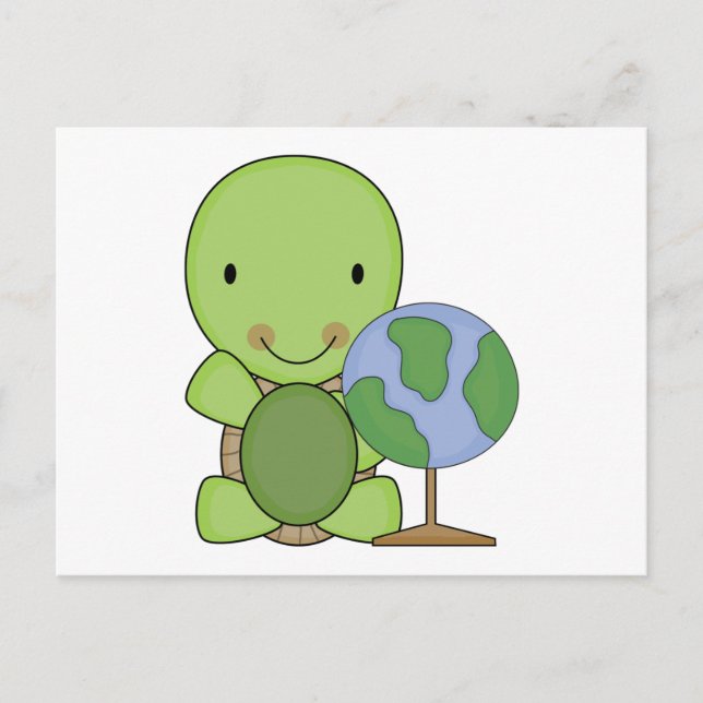 söt liten geografisk sköldpadda vykort (Framsida)