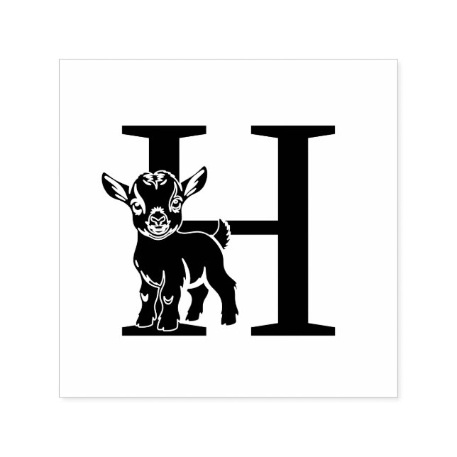 Söt liten get över enkel fet initialmonogram självfärgande stämpel (Design)
