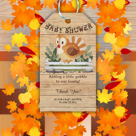 Söt Liten Gobble Kalkon Baby Shower Presentetikett