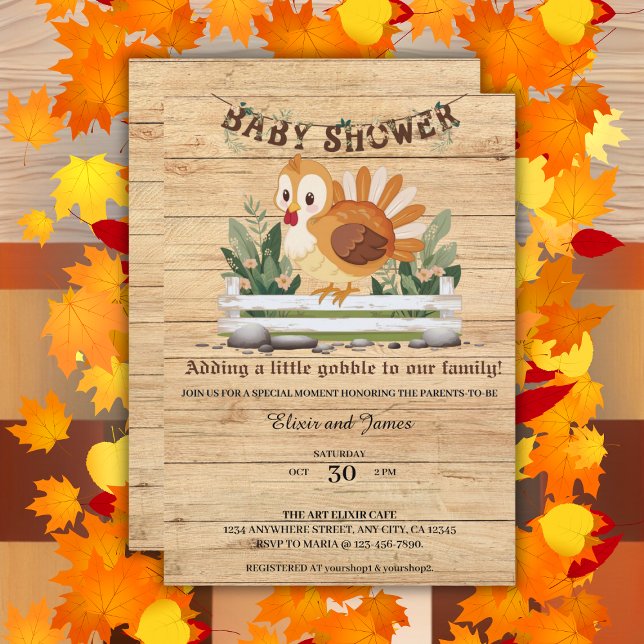 Söt liten Gobble Turkos Bebis Shower Inbjudningar (Skapare uppladdad)