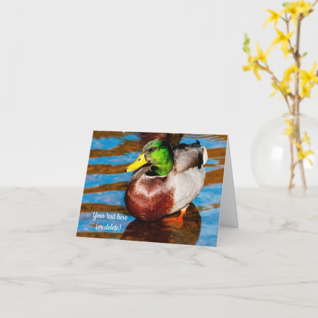Söt liten gräsand Greeting card blir Kort (Gul blomma)