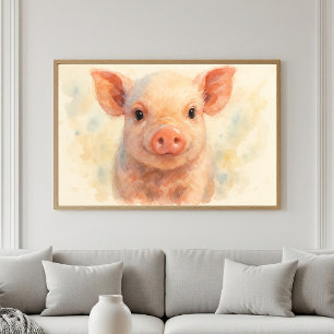 Söt liten grisvattens färgporträtt poster