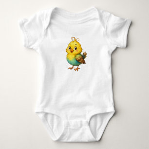 Söt liten gul kycklingbaby bodysuit t shirt