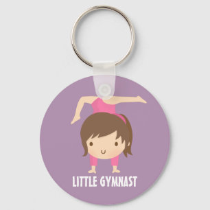 Söt liten gymnastikflicka Gymnastik Pose Nyckelring