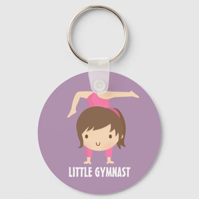 Söt liten gymnastikflicka Gymnastik Pose Nyckelring (Framsida)