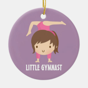 Söt liten gymnastikflicka Gymnastik Rum Dekor Julgransprydnad Keramik