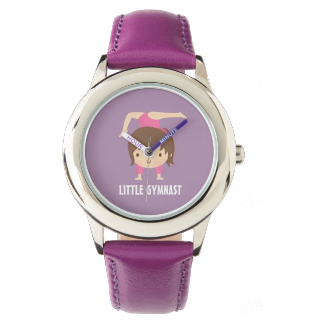 Söt liten gymnastikflicka gymnastikpose armbandsur (Framsida)