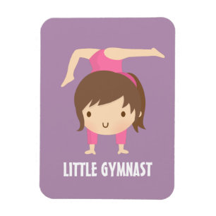 Söt liten gymnastikflicka gymnastikpose magnet
