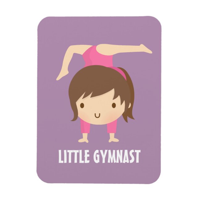 Söt liten gymnastikflicka gymnastikpose magnet (Vertikal)
