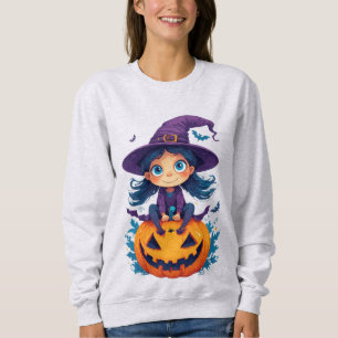 Söt liten häx flicka med pumpor och fladdermöss t shirt