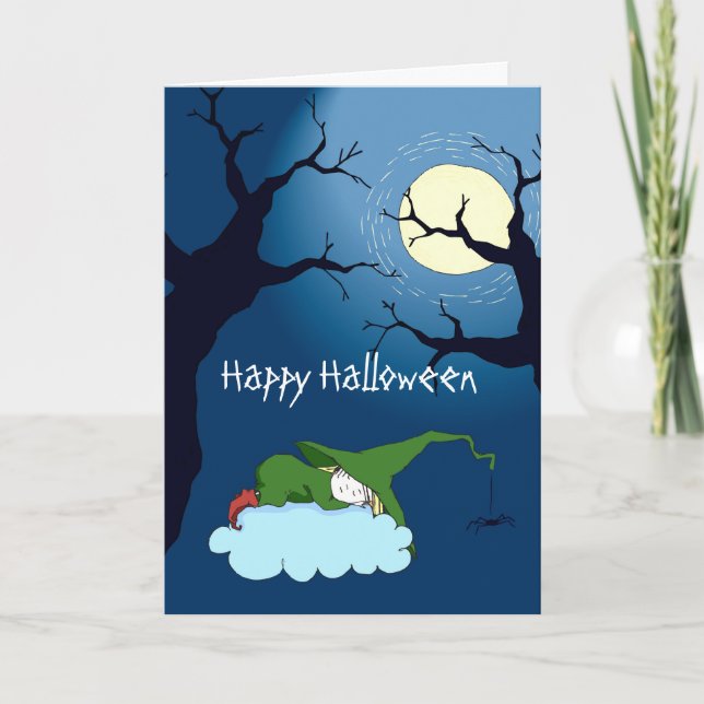 Söt Liten Häxa Halloween Välkomstkort Helgkort (Framsida)