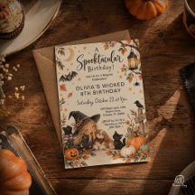 Söt Liten Häxa Halloween Vattenfärg Födelsedag