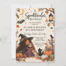 Söt Liten Häxa Halloween Vattenfärg Födelsedag
