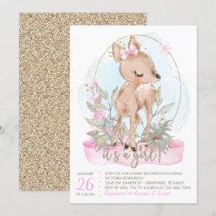 Söt liten hjort Baby Shower Inbjudan