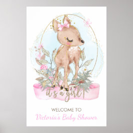 Söt liten hjort Baby Shower Välkomstskylt Poster