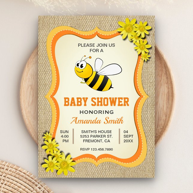 Söt liten honungsbi baby shower inbjudan (Skapare uppladdad)