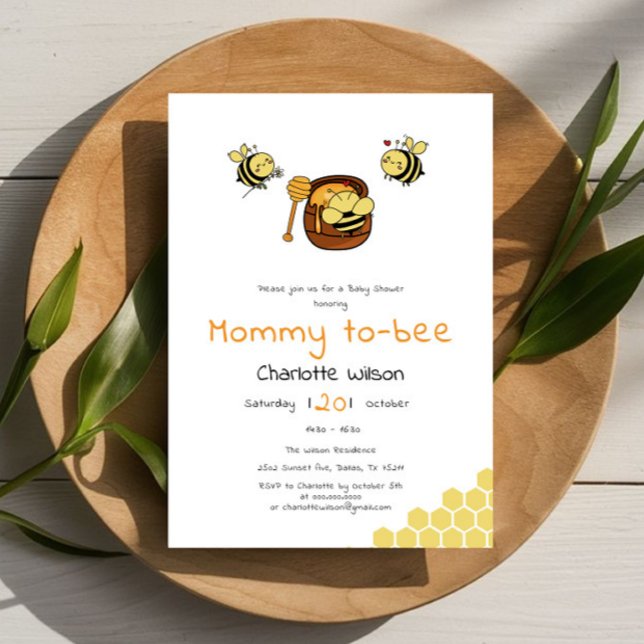 Söt Liten Honungsbi Med Söt Honung Baby Shower Inbjudningar (Skapare uppladdad)