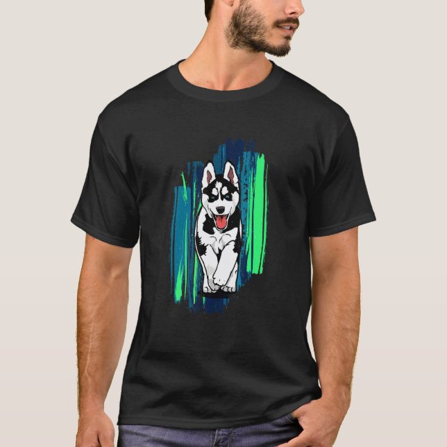 Söt Liten Husky 1 T Shirt (Framsida)