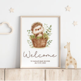 Söt Liten Igelkott Baby Shower Välkomstskylt Poster