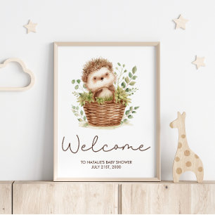 Söt Liten Igelkott Baby Shower Välkomstskylt Poster