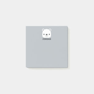 Söt liten isbjörn med personligt namn post-it block