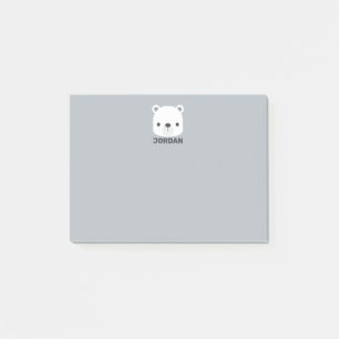 Söt liten isbjörn med personligt namn post-it block
