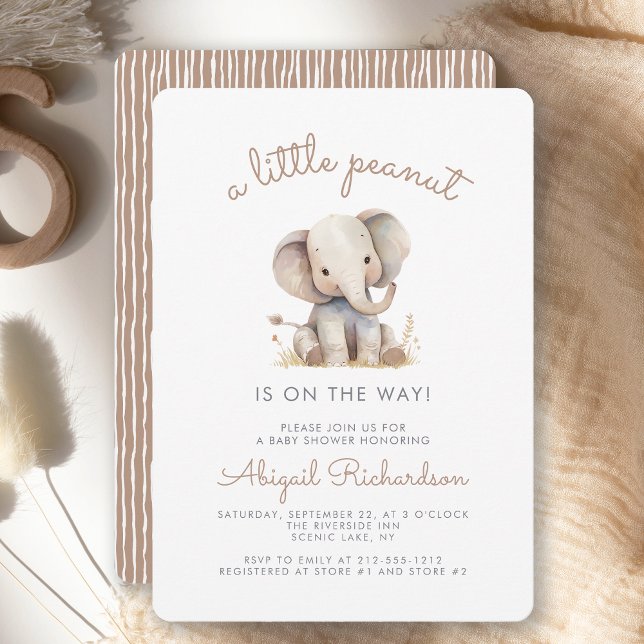 Söt liten jordnöt Elefant Bebis Baby Shower Inbjudningar (Skapare uppladdad)