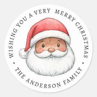 Söt liten julillustration God Jul Runt Klistermärke