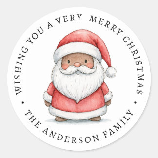 Söt liten julillustration God Jul Runt Klistermärke