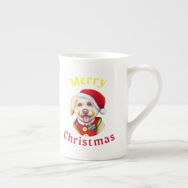 Söt liten jultomtevalp God jul Benporslin Mugg (Höger)