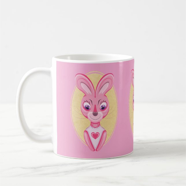 Söt liten kanin tjej tecknad serie  kaffemugg (Vänster)