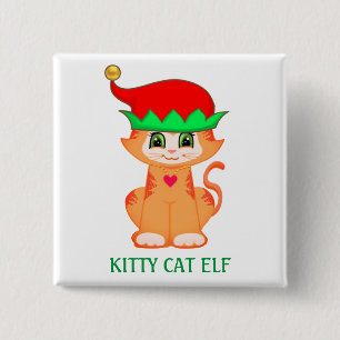 Söt Liten Katt Alv Jul Knapp