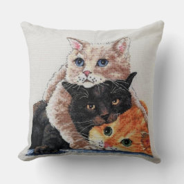 Söt Liten Katt Broderimönster Kudde