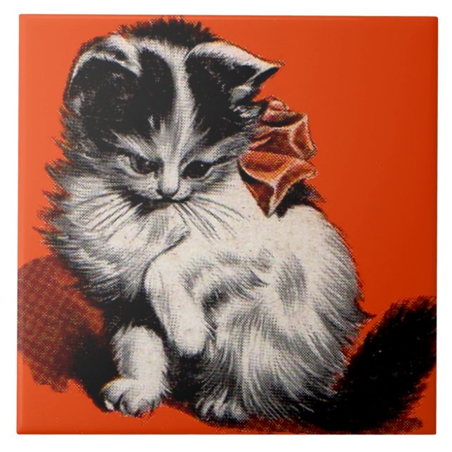 söt liten katt kakelplatta (Framsidan)