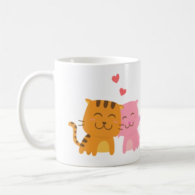 Söt Liten Katt Kattdjur Kärleks Bekännelse Puns Hu Kaffemugg (Vänster)