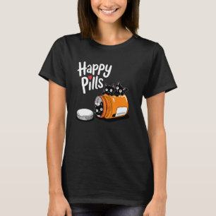 Söt liten katt lyckliga piller rolig katt skämt ka t shirt