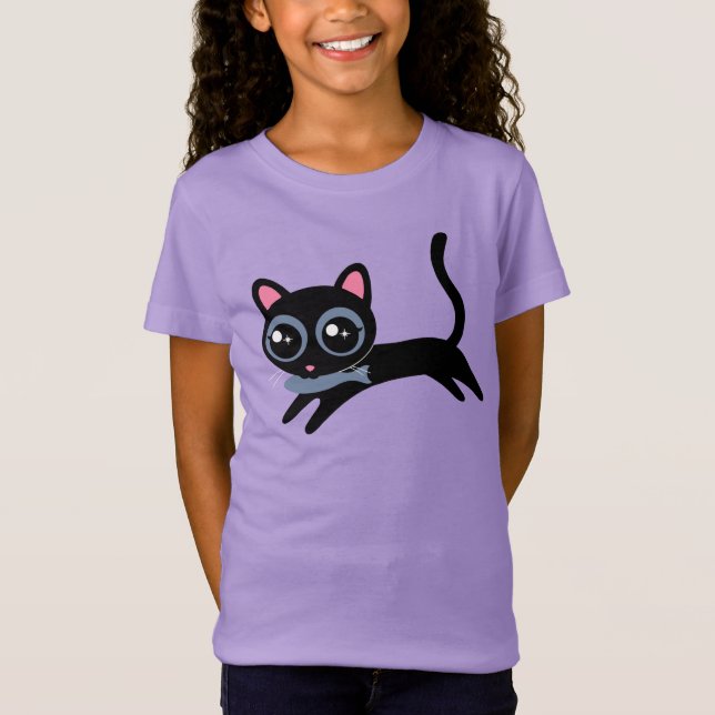 Söt liten katt med fisk t shirt (Framsida)